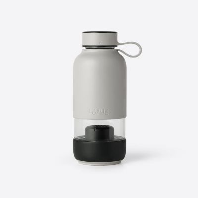 Lékué Bottle To Go drinkfles uit glas met filter grijs 600ml