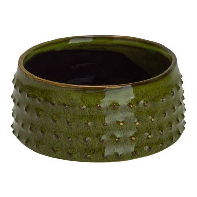 Cosy @ Home Bowl Glazed Embossed Dots Groen 15,5x15,