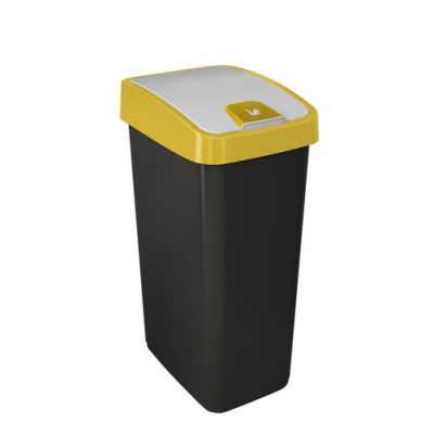 Afvalbak Met Flip Deksel 64x40x30 - 45 L Magne Zwart/geel Keeeper 10605
