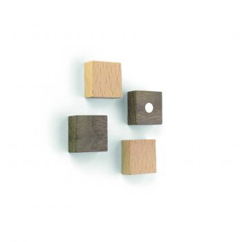 Magnet Wood Square - set of 4 assorted