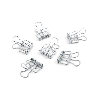 Binder clips - set of 6 silver