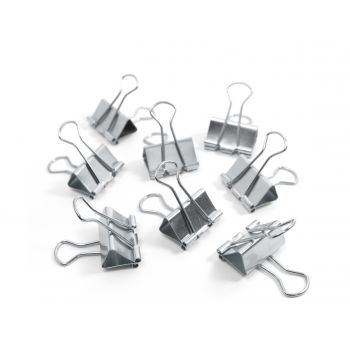 Binder clips - set of 8 silver