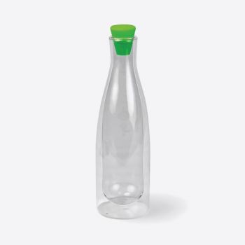 Cookut Drop dubbelwandige fles uit glas met silicone dop groen 1L