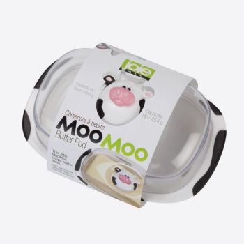 Joie Moo Moo boterschaal met deksel uit kunststof wit en zwart 18x12.3x9cm