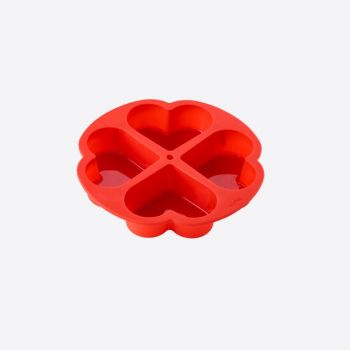 Lékué bakvorm uit silicone voor 4 hartjes rood Ø 25.6cm