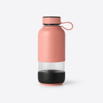 Lékué Bottle To Go drinkfles uit glas koraal 600ml