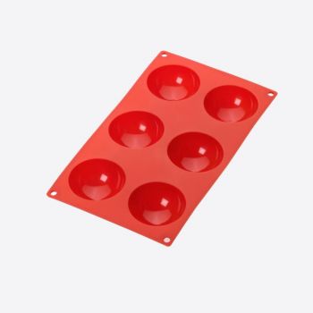 Lékué bakvorm uit silicone voor 6 halve bollen rood Ø 7cm H 3.2cm