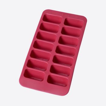 Lékué ijsblokjesvorm uit rubber voor 14 rechthoekige ijsblokjes rood 22x11x3.5cm