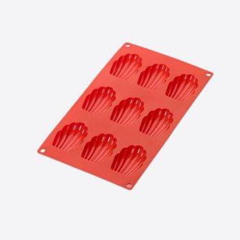 Lékué bakvorm uit silicone voor 9 madeleines rood 7x4.7x1.7cm