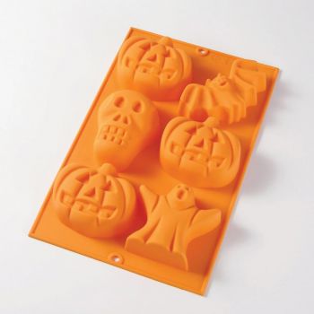 Lékué bakvorm uit silicone voor 6 Halloween cakejes oranje 30x19.5x3.8cm