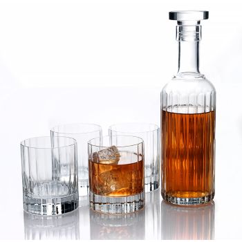 Luigi Bormioli Whiskyset met Karaf en 4 Whiskyglazen Bach 33,5cl