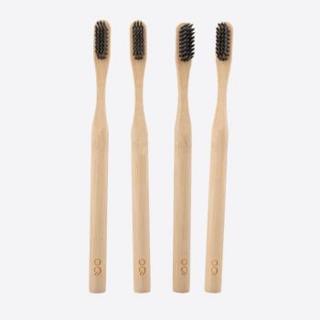 Point-Virgule set van 4 bamboe tandenborstels met houtskoolhaar 19cm