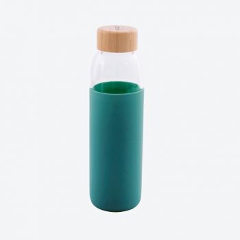 Point-Virgule glazen fles met silicone sleeve petrolgroen 580ml