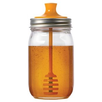 Jar Ware Honingpot - Voor Mason Jars - Herbruikbare & Universele - Oranje