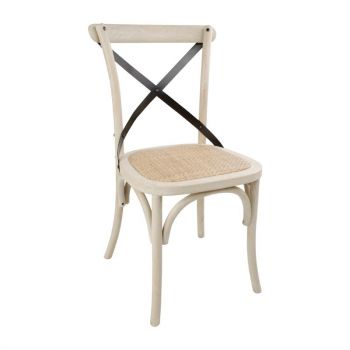 Bolero houten stoel met gekruiste rugleuning ecru