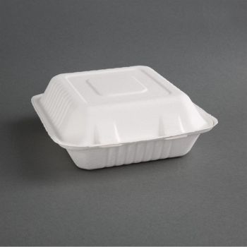 Fiesta Compostable composteerbare bagasse voedseldozen 3 compartimenten (200 stuks)