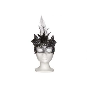 Cosy @ Home Venetiaans Masker Zwart Zilver 30x25cm