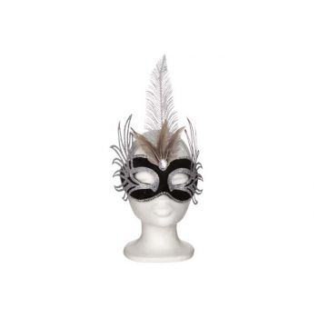 Cosy @ Home Venetiaans Masker Zwart Zilver 13x21cm
