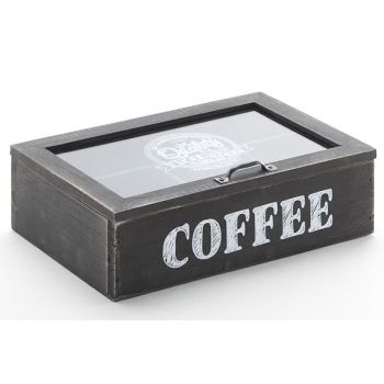 Cosy @ Home Koffiedoos Zwart Hout 24x16xh7cm