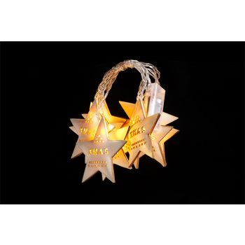 Cosy @ Home Xmas Ster Slinger 10led Hout 225x10cm