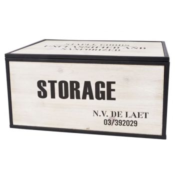 Cosy @ Home Storage Box  Zwart Hout 34x24xh18cm