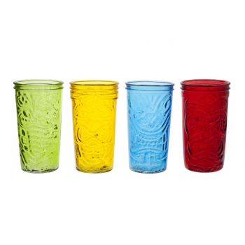 Cosy & Trendy Tiki Drinkglas 9x16cm Gekleurd Set4
