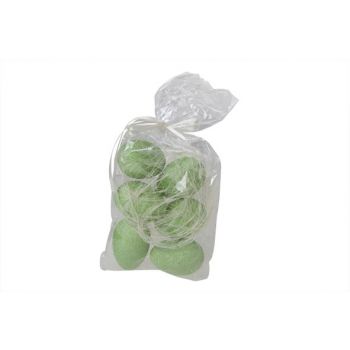 Cosy @ Home Paasei Groen Glit.  Set6 6cm In Polybag