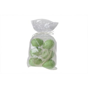 Cosy @ Home Paasei Groen Glit. Set6 8cm In Polybag