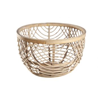 Cosy @ Home Louise Mand Rond Hout Grijs 35x35x22cm