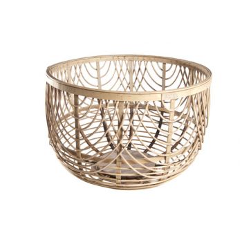 Cosy @ Home Louise Mand Rond Hout Grijs 42x42x28cm