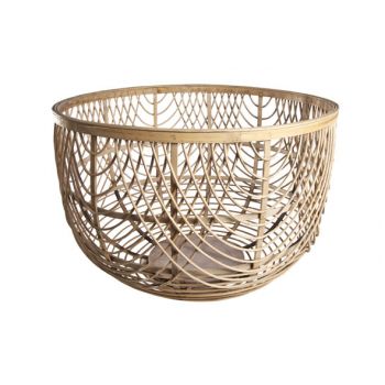 Cosy @ Home Louise Mand Rond Hout Grijs 51x51x33cm