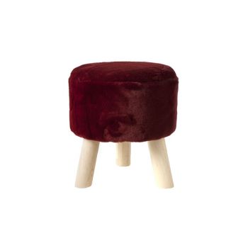 Cosy @ Home Kruk  Bordeaux Rond Wol 35x35xh0 With Ha