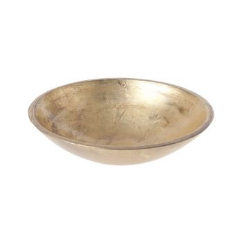 Cosy @ Home Schaal Goud Rond Hout 24,5x12xh7