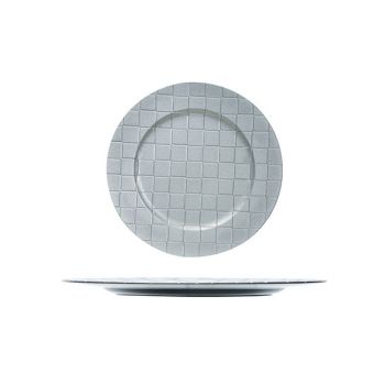 Cosy @ Home Bord Squares Zilver Rond 33x33xh2cm