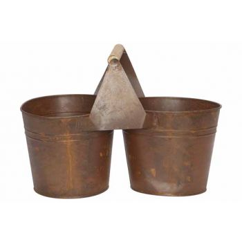 Cosy @ Home Duopot Rusty Roest 26x13xh17cm Rond Zink