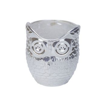 Cosy @ Home Theelichthouder Owl Pearl Wit 7x7xh9cm G