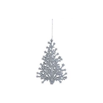 Cosy @ Home Hanger Kerstboom Glitter Wit 15x10cm Kun