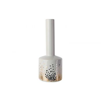 Cosy @ Home Flesvaas Gold Dots Wit 9,6x9,6xh25,3cm K