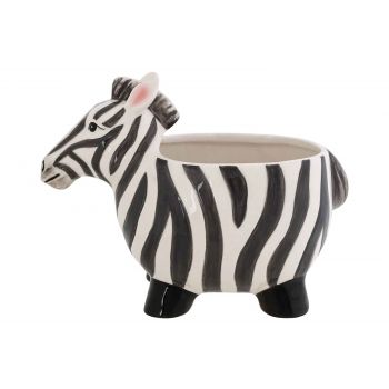 Cosy @ Home Zebra Pot Zwart-wit 25,4x14xh18,8cm Kera