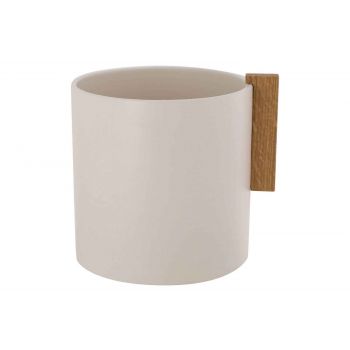 Cosy @ Home Potje Woody Creme 14x14xh14cm Rond Aarde