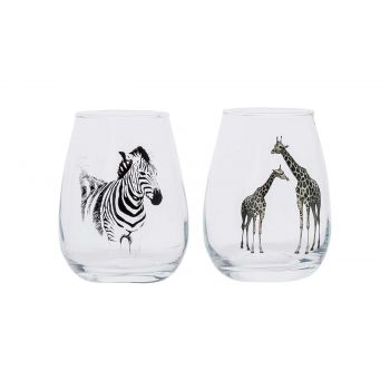 Cosy & Trendy Glas Met Afbeelding Zebra-giraf