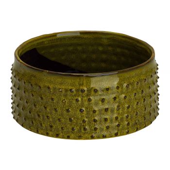 Cosy @ Home Bowl Glazed Embossed Dots Grasgroen 19,5