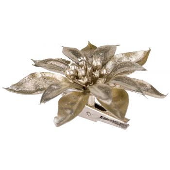 Cosy @ Home Kerstroos Clip Metallic Glitter Champagn