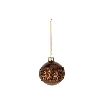 Cosy @ Home Kerstbal Beads Chocolat D8cm Glas