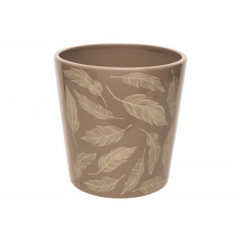 Cosy @ Home Bloempot Feathers Taupe 15x15xh15cm Coni