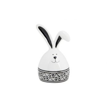 Cosy @ Home Ei  Rabbit Ears Black Declined Wit 8,8x7