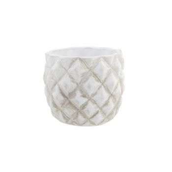 Cosy @ Home Bloempot Facet Washed Creme 13x13xh13cm
