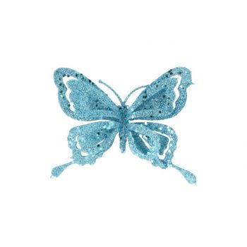 Cosy @ Home Clip Vlinder Glitter Ijsblauw 14x2xh10cm