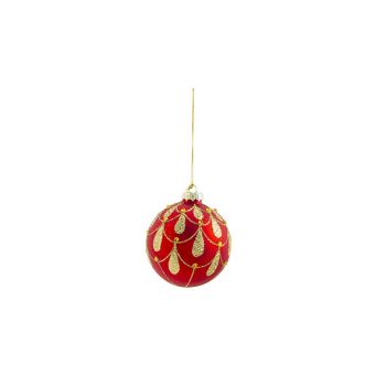 Cosy @ Home Kerstbal Charlotte Rood 8x8xh8cm Glas