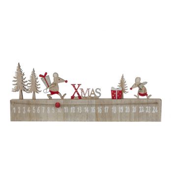 Cosy @ Home Adventkalender Mouse Rood Grijs 35x2xh13
